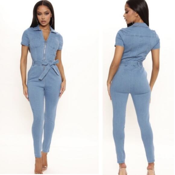 90's Retro Utility Vibe Denim Jumpsuit Women's Size Large - Picture 1 of 11